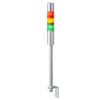 Patlite LED Signalsäule LR4-302LJBU-RYG, Gehäusefarbe Silber, LED-Farben Rot, Orange, Grün, Stangenmontage mit L-Halterung, mit Summermodul