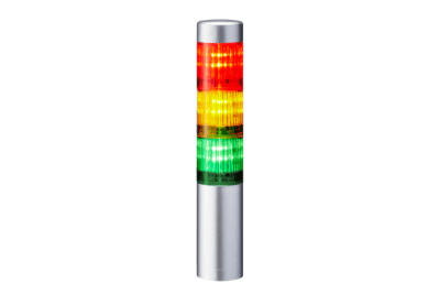 Patlite LED Signalsäule LR4-302WJNU-RYG, Gehäusefarbe Silber, LED-Farben Rot, Orange, Grün, Direktmontage, ohne Summermodul