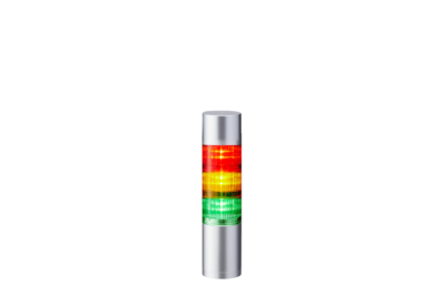 Patlite LR6-302WJBU-RYG LED Signalsäule 60mm, Gehäusefarbe silber, mit Summer