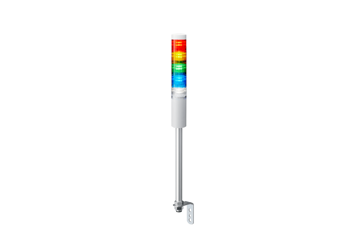 LR5 LAN Ethernet Signalsäule - 5 - Rot/Gelb/Grün/Blau/Klar - Stangenmontage mit L-Halterung - Ohne Summer